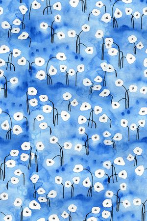 水彩花卉印花华亿平台图片