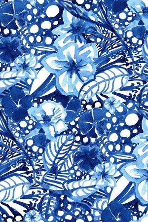 水彩花卉印花华亿平台图片