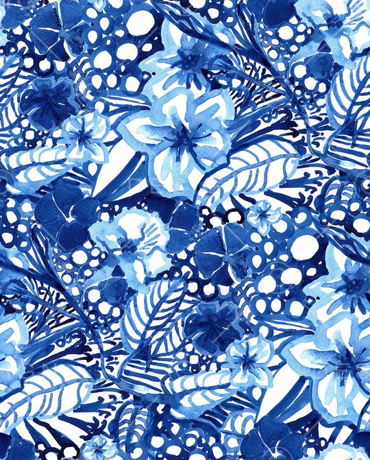 水彩花卉印花华亿平台图片