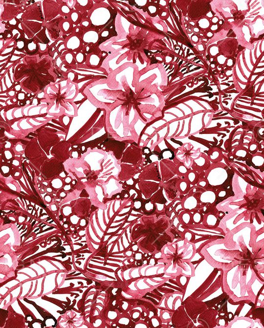 水彩花卉印花华亿平台图片