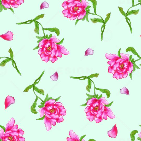 清爽底花卉印花华亿平台图片