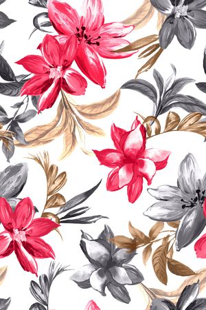 水彩花卉印花华亿平台图片