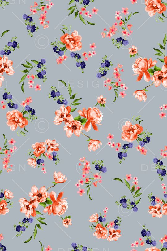 水彩花卉印花华亿平台图片