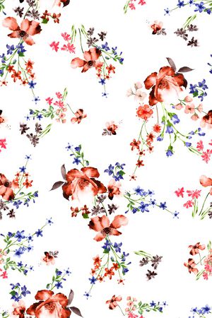 水彩花卉印花华亿平台图片