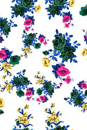 黑底花卉印花华亿平台图片