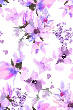 水彩花卉印花华亿平台图片