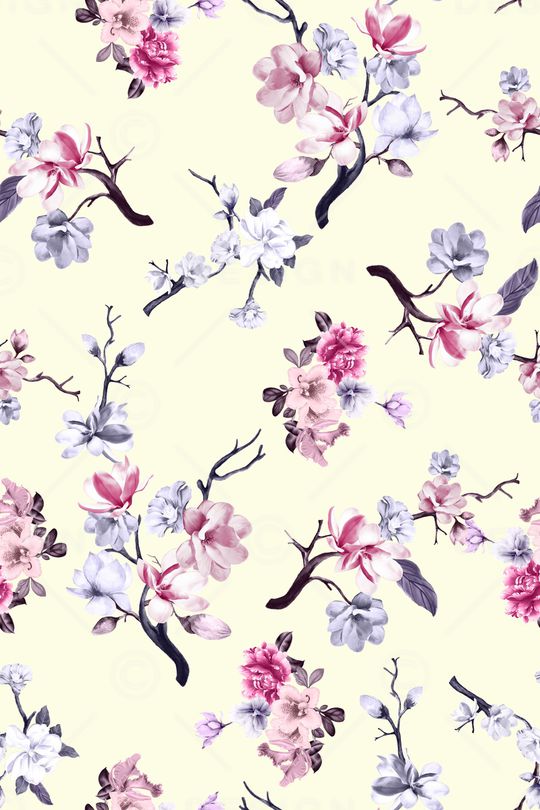 水彩花卉印花华亿平台图片