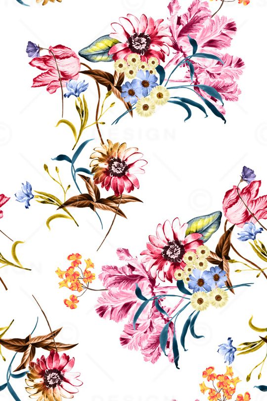 水彩花卉印花华亿平台图片