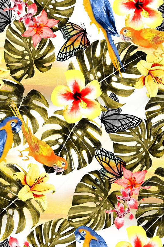 水彩花卉印花华亿平台图片