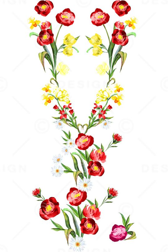 水彩花卉印花华亿平台图片