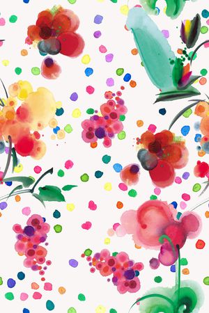 水彩花卉印花华亿平台图片