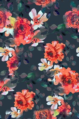 水彩花卉印花华亿平台图片