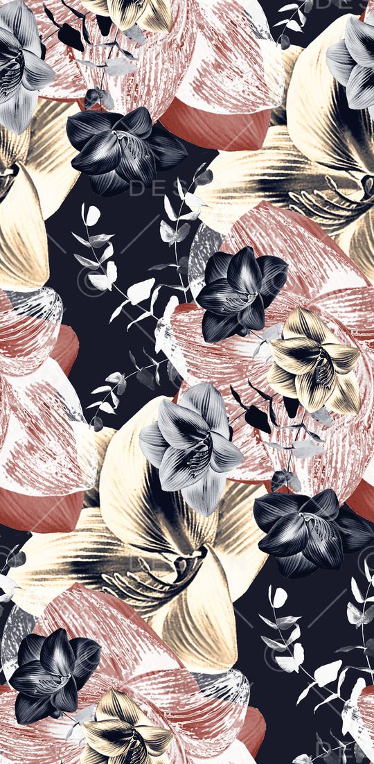 水彩花卉印花华亿平台图片