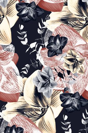 水彩花卉印花华亿平台图片