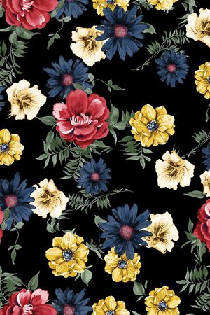 水彩花卉印花华亿平台图片