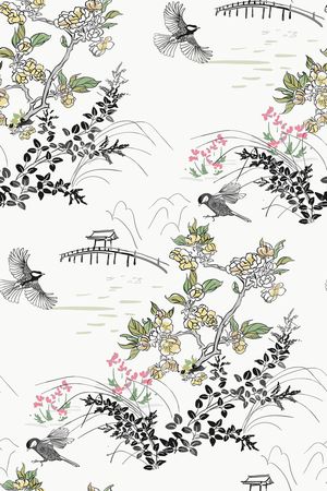 风景景观印花华亿平台图片