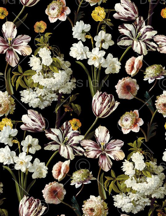 手绘大花印花华亿平台图片