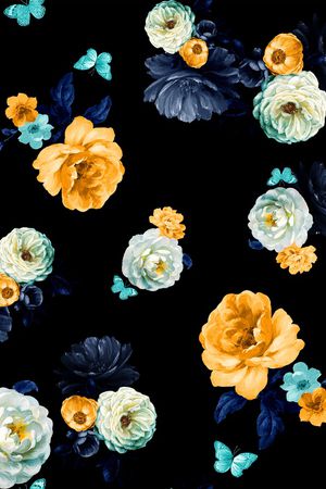 手绘大花印花华亿平台图片