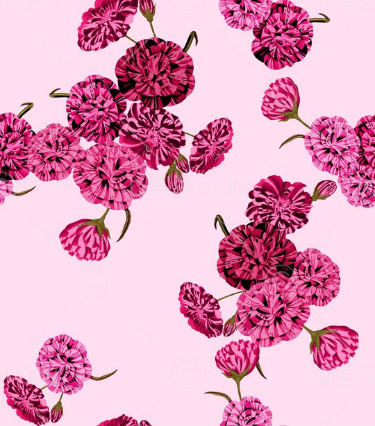 手绘大花印花华亿平台图片