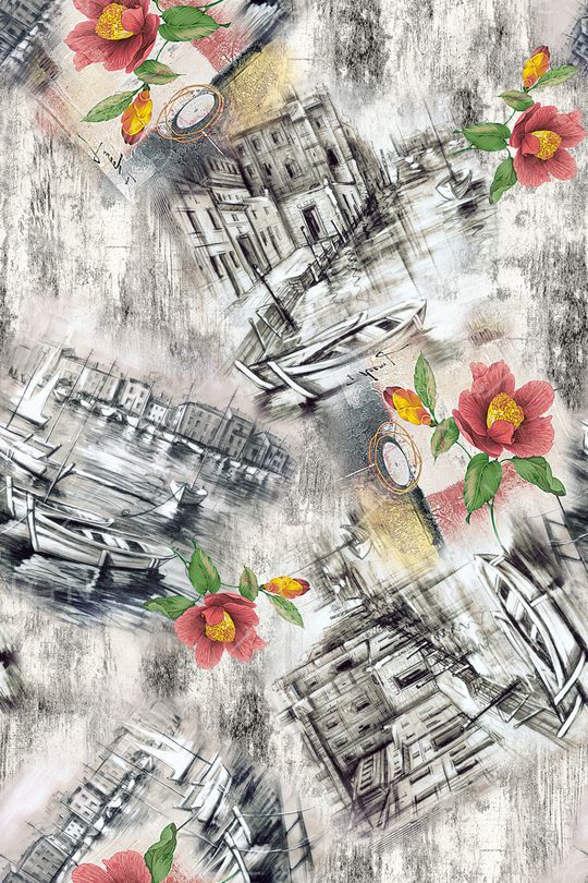 花卉印花华亿平台图片