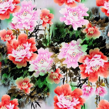 牡丹印花华亿平台图片