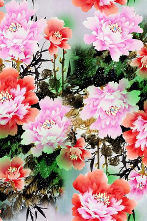 牡丹印花华亿平台图片