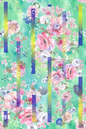 水彩花卉印花华亿平台图片