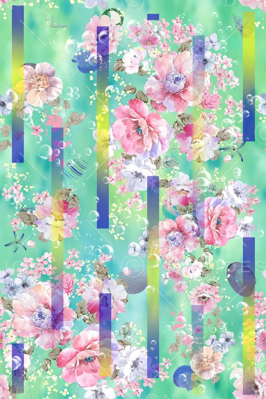 水彩花卉印花华亿平台图片