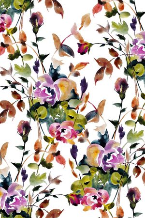 手绘玫瑰印花华亿平台图片