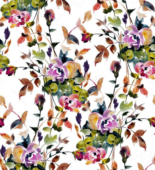 手绘玫瑰印花华亿平台图片