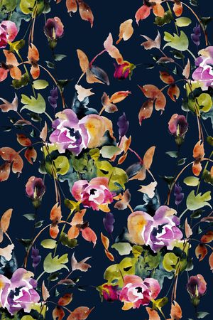 手绘玫瑰印花华亿平台图片