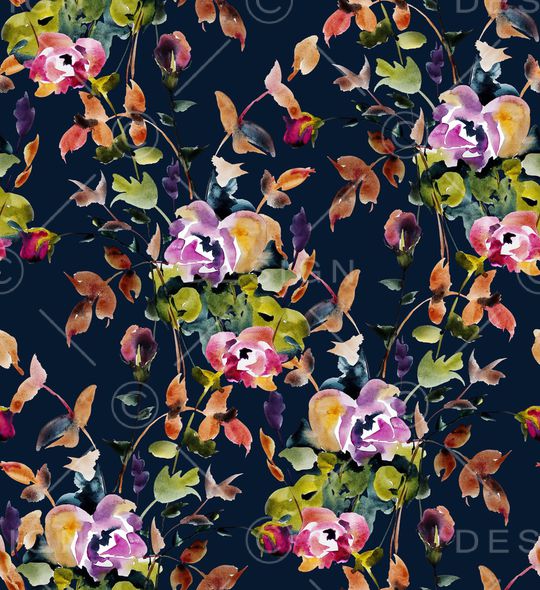 手绘玫瑰印花华亿平台图片