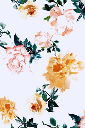 手绘玫瑰印花华亿平台图片