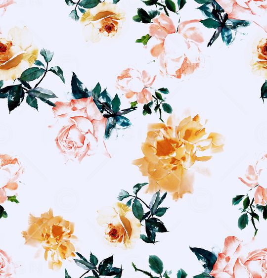 手绘玫瑰印花华亿平台图片