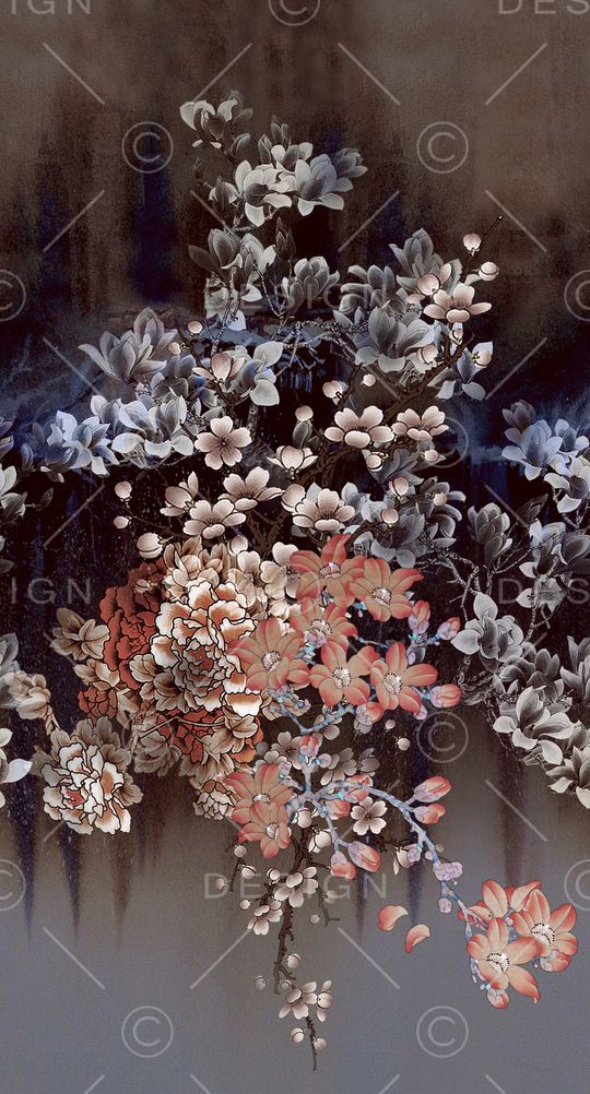 中国风定位花印花华亿平台图片