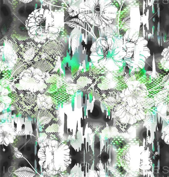 抽象花卉印花华亿平台图片