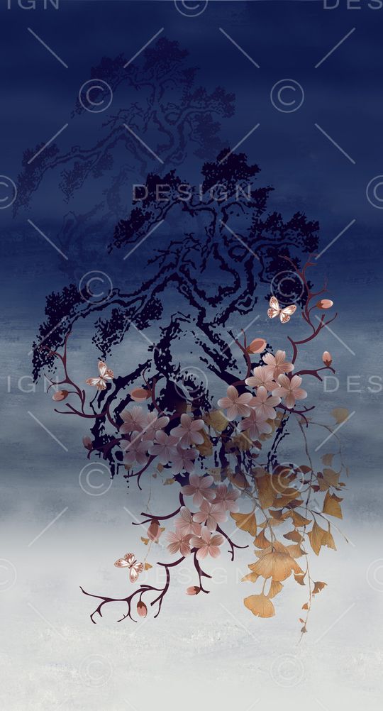 中国风定位花印花华亿平台图片