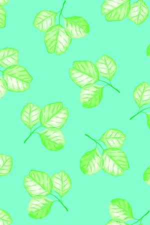手绘绿叶子印花华亿平台图片