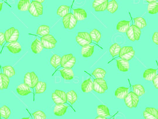 手绘绿叶子印花华亿平台图片