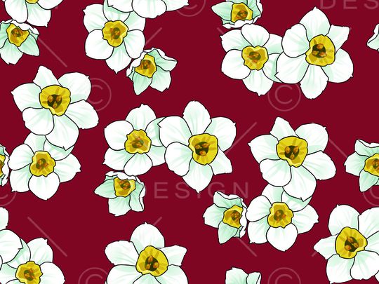 水仙花印花华亿平台图片