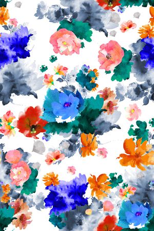 水彩花卉印花华亿平台图片