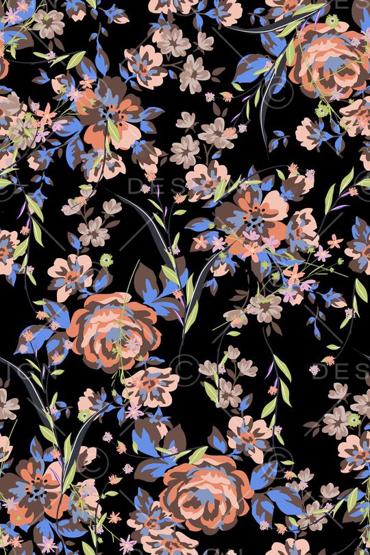 水彩花卉印花华亿平台图片