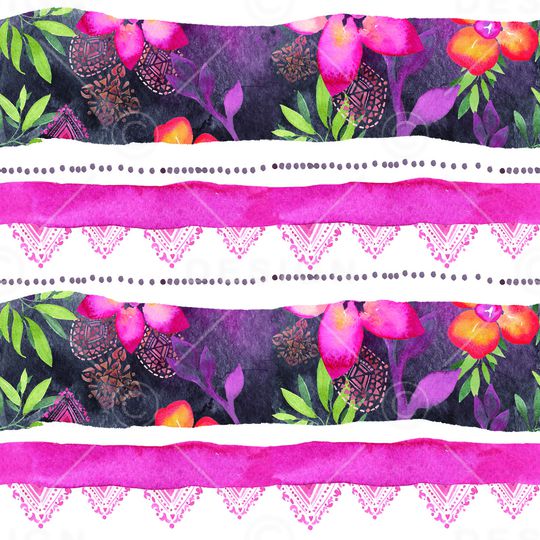 水彩花卉印花华亿平台图片