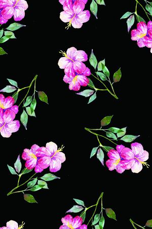 水彩花卉印花华亿平台图片