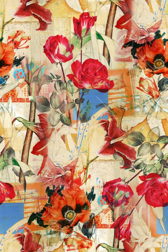 抽象花卉印花华亿平台图片