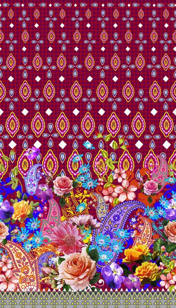 几何花卉印花华亿平台图片