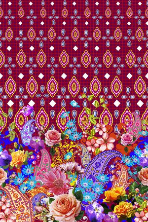 几何花卉印花华亿平台图片