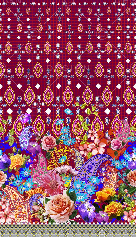 几何花卉印花华亿平台图片