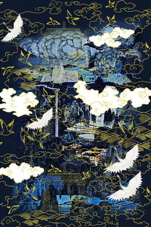 仙鹤印花华亿平台图片