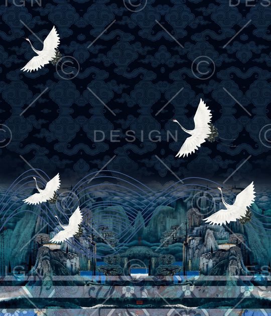 仙鹤印花华亿平台图片